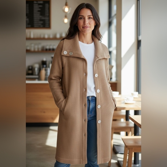 Soft Surroundings Long Sweater Coat Open Cardigan  Women’s Pl - Picture 1 of 5